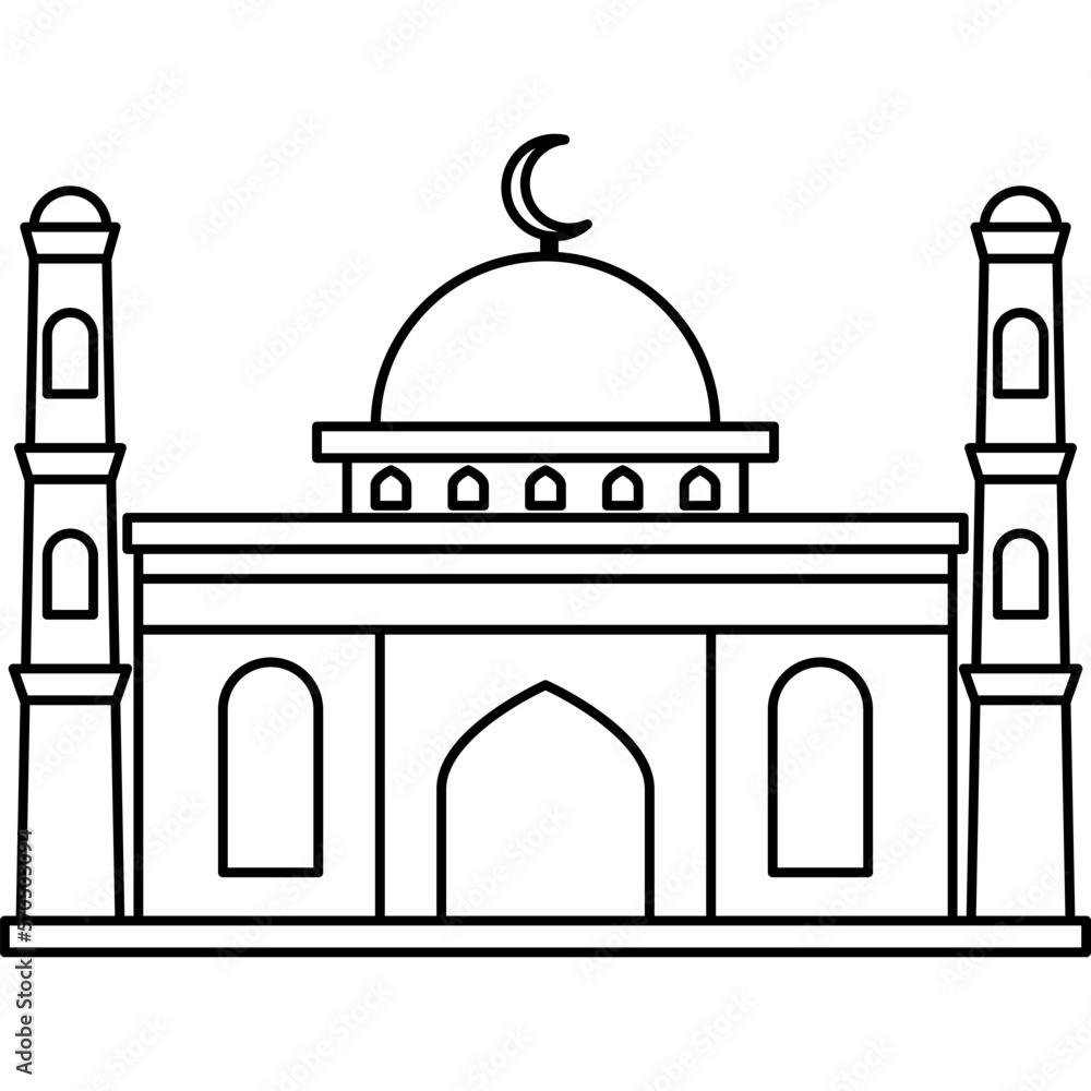 Illustration vector graphic design hand drawing style of muslim mosque Illustration vector graphic design hand drawing style of muslim mosque