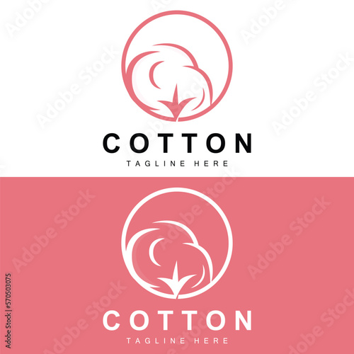 Cotton Logo, Soft Cotton Flower Design Vector Natural Organic Plants Apparel Materials And Beauty Textiles