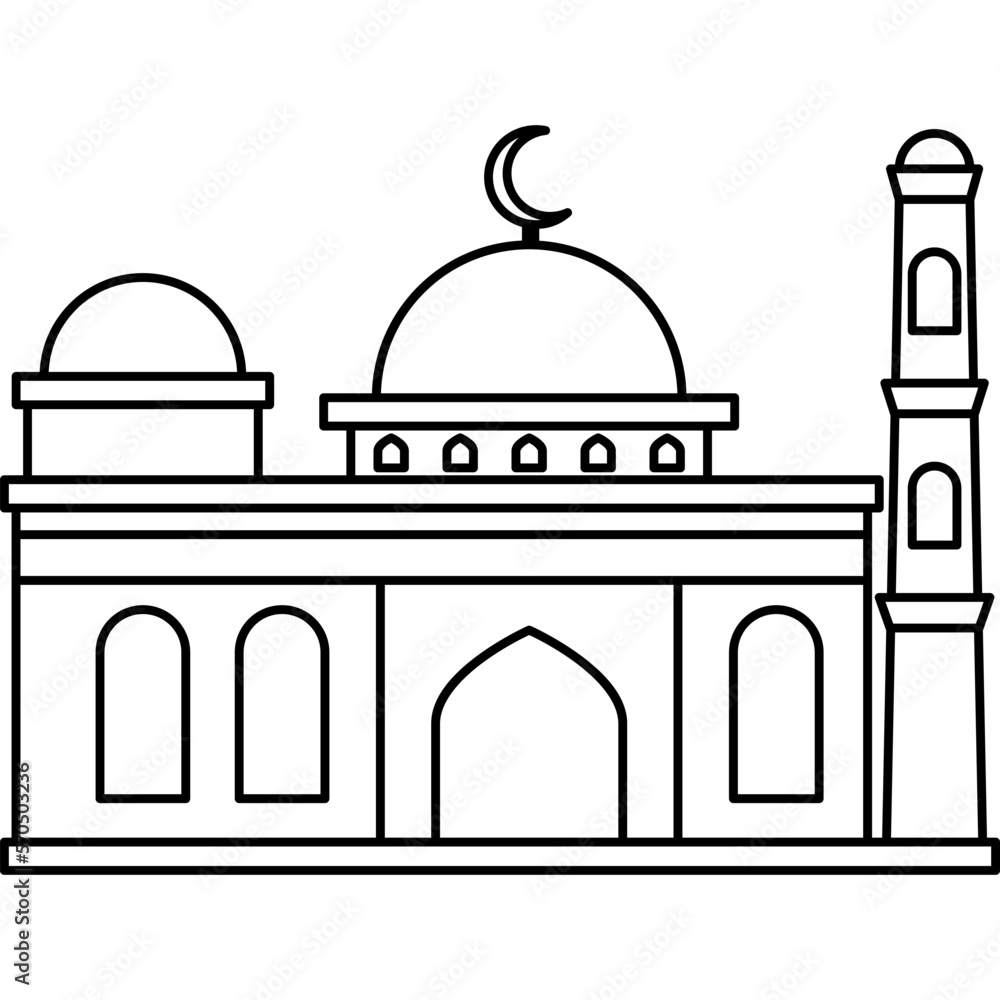 Illustration vector graphic design hand drawing style of muslim mosque Illustration vector graphic design hand drawing style of muslim mosque