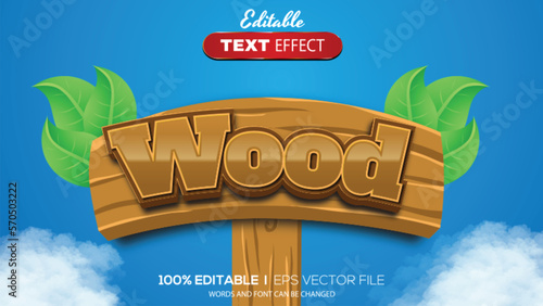 Fototapeta Naklejka Na Ścianę i Meble -  3D editable text effect wood theme