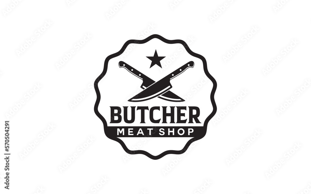 Butcher Shop and Butchery hand written lettering logo, label, badge, emblem logo template Butcher Shop and Butchery hand written lettering logo, label, badge, emblem logo template