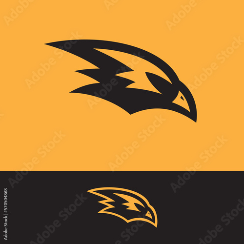 Eagle Hawk Mascot Logo For School Or Sports Team, 1 color, 2 colors