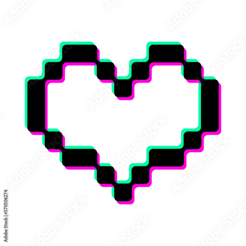 Pixel art heart love color icon valentine