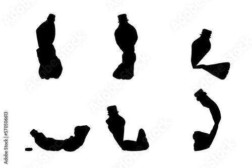 Set of silhouettes of recycled plastic bottle vector design
