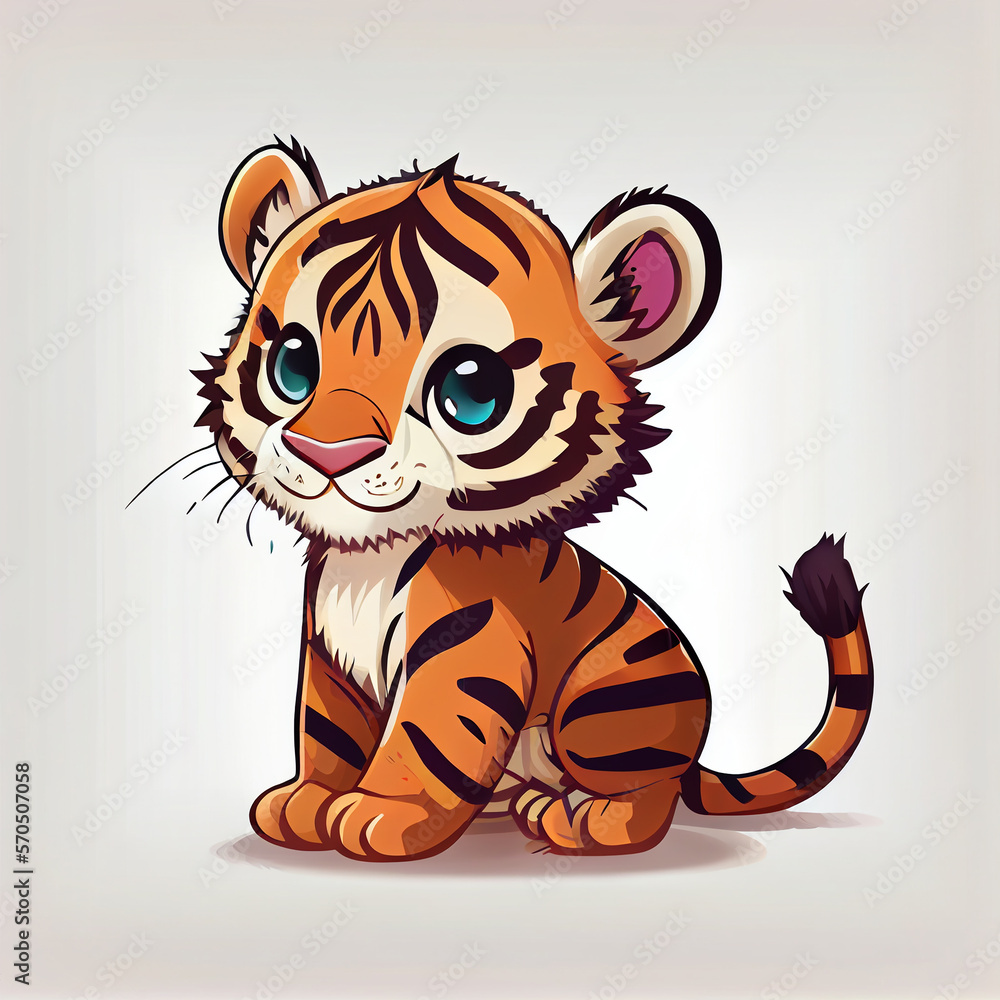 Cute cartoon tiger character. Generative AI