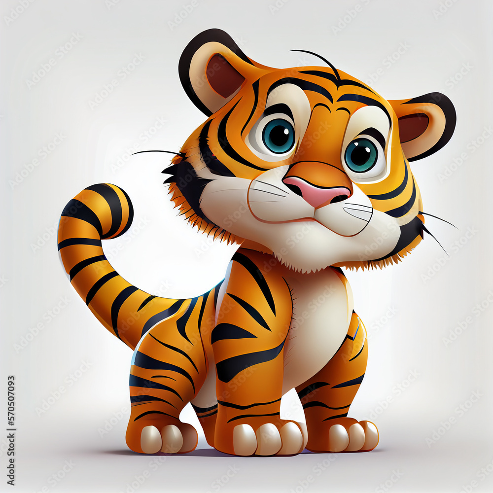 Cute cartoon tiger character. Generative AI Cute cartoon tiger character. Generative AI