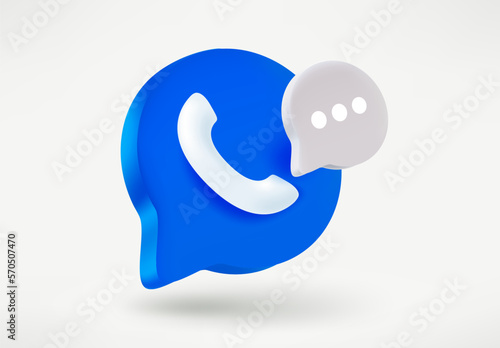 Speech cloud with handset. Feedback concept. 3d vector illustration