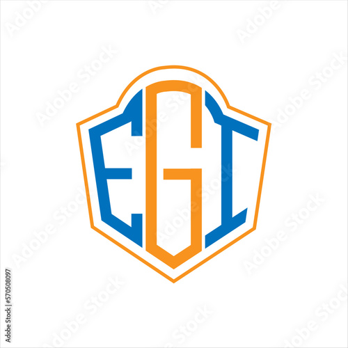 EGI abstract monogram shield logo design on white background. EGI creative initials letter logo concept.
