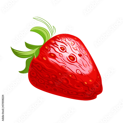 Strawberry 3d icon isolated on white background. Realistic sweet fruits.