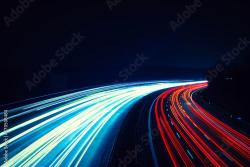 Langzeitbelichtung - Autobahn - Strasse - Traffic - Travel - Background - Line - Ecology - Highway - Light Trails - Datenautobahn - Speeding - German - Long Exposure - High quality photo 