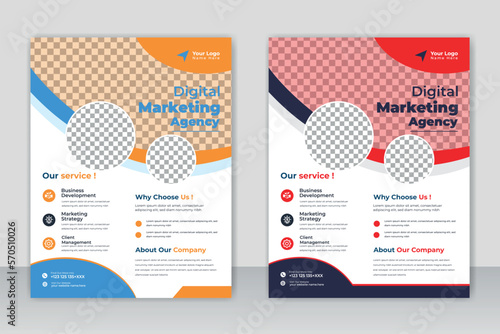 Business brochure flyer design a4 template. Corporate Business Flyer poster pamphlet brochure cover design layout background, two colors scheme, vector template in A4 size - Vector