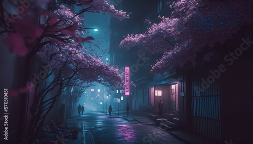 Lo-fi tokyo alley at night. Generative AI