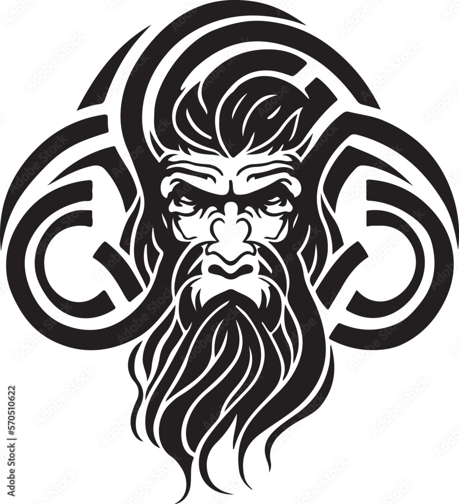 Vector illustration of monkey head with ornament. Vector illustration of monkey head with ornament.