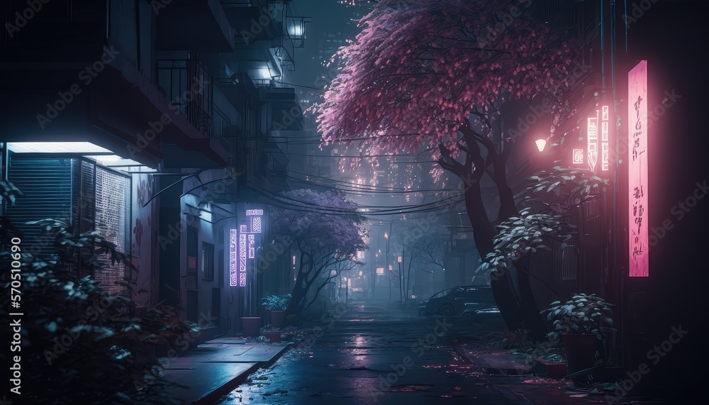 Obraz premium Lo-fi tokyo alley at night. Generative AI