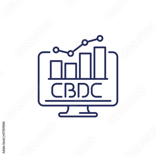 CBDC line icon with a graph