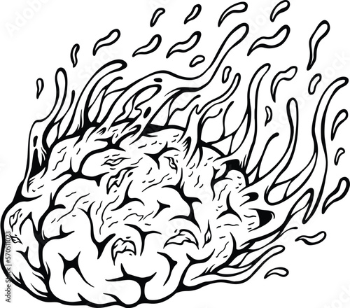 Spooky melted zombie brain logo monochrome vector illustrations for your work logo  merchandise t-shirt  stickers and label designs  poster  greeting cards advertising business company or brands