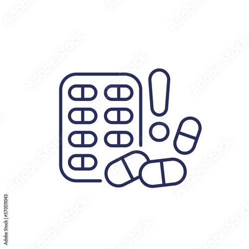 drug abuse line icon with pills