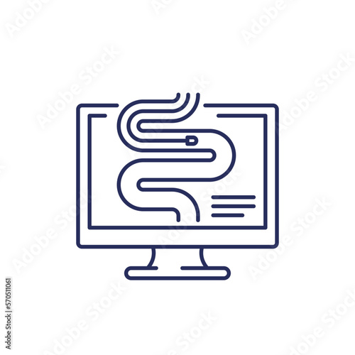 endoscopy icon on white, line vector