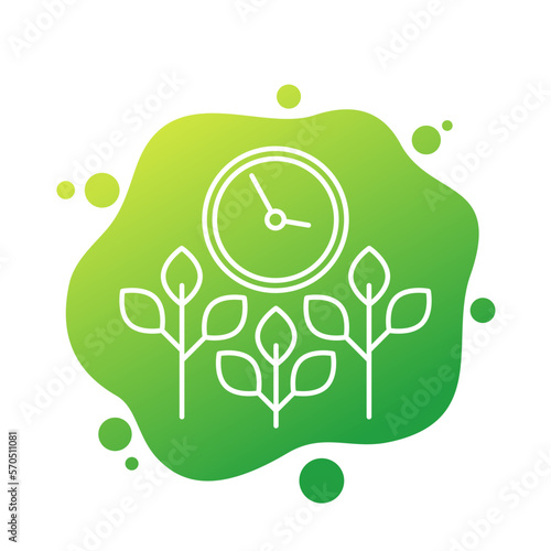 growing crops and time icon, farming and agriculture line vector
