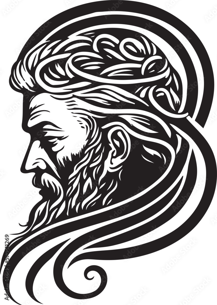 Abstract vector illustration of man head with ornament