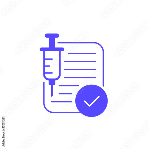 vaccination certificate icon with a syringe