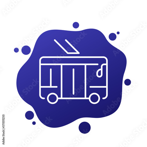 trolleybus line icon, city transport vector
