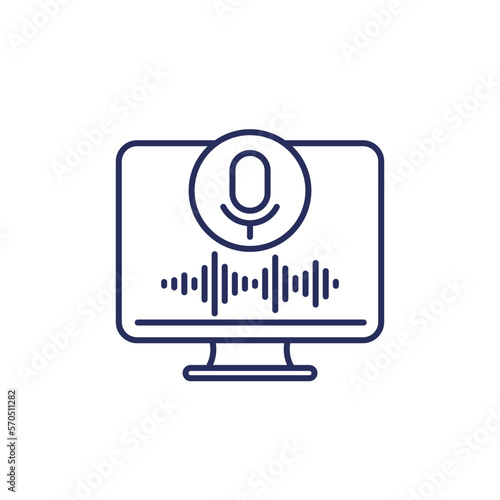 voice recognition line icon on white