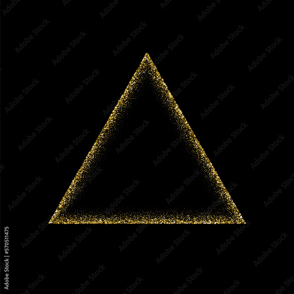 Triangular Gold Frame Triangle gold frame made of glitters with bright glow light effect ...