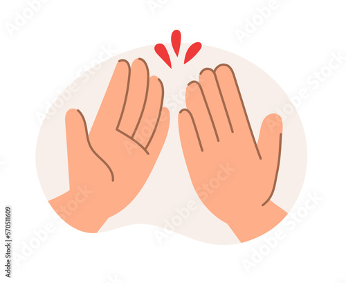 The hand gives five. The concept of a business idea, startup, organization, brainstorming. Vector illustration isolated on a white background