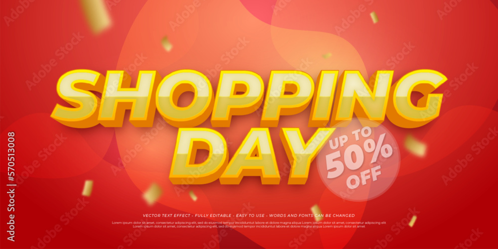 Editable text shopping day with 3d style template design