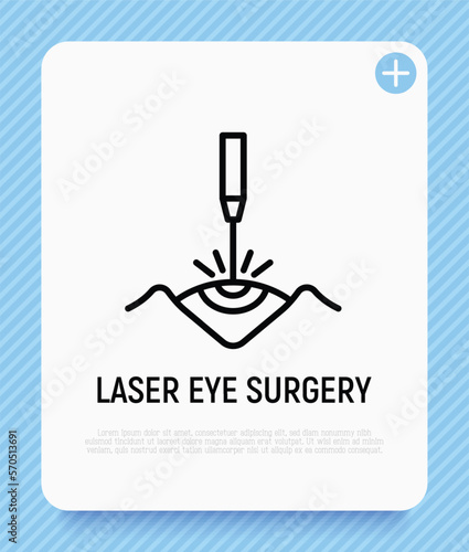 Laser eye surgery thin line icon..Ophthalmology. Lasik vision correction. Vector illustration.
