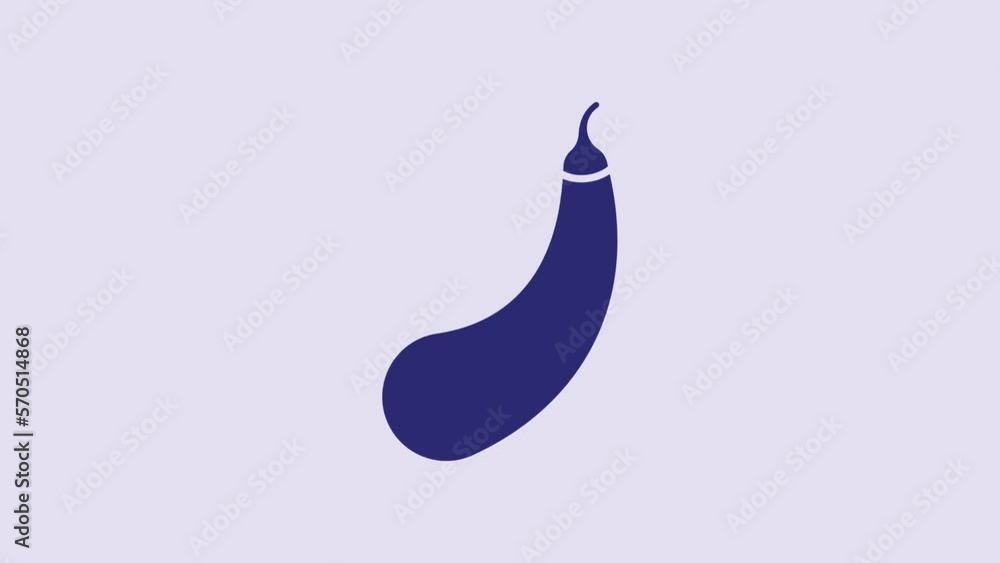 Blue Eggplant icon isolated on purple background. 4K Video motion graphic animation