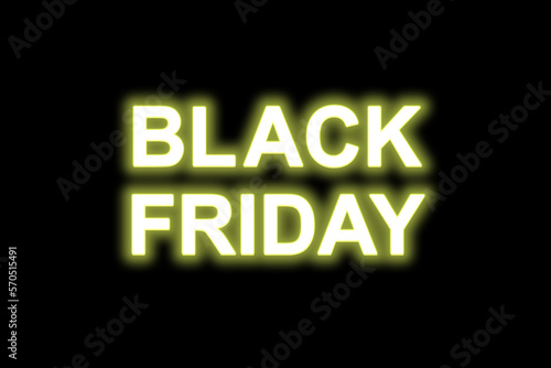 Black Friday neon green yellow light text on black background.