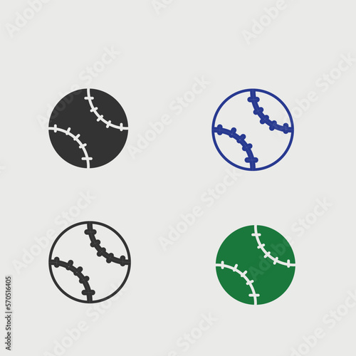 Baseball solid art vector icon isolated on white background.  filled symbol in a simple flat trendy modern style for your website design, logo, and mobile app