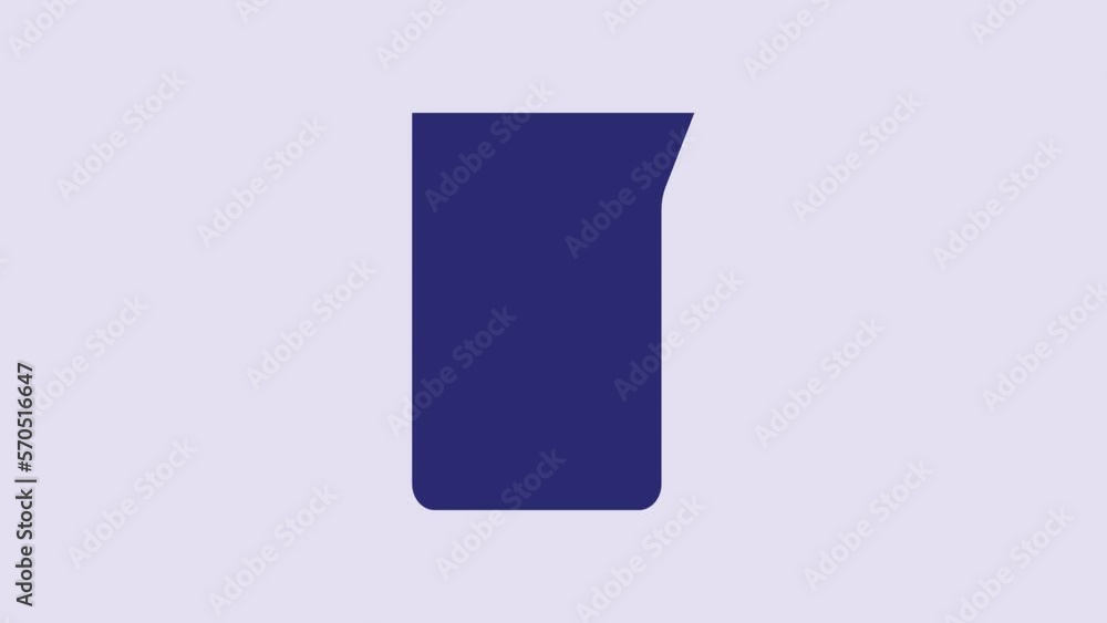 Blue Laboratory glassware or beaker icon isolated on purple background. 4K Video motion graphic animation Blue Laboratory glassware or beaker icon isolated on purple background. 4K Video motion graphic animation