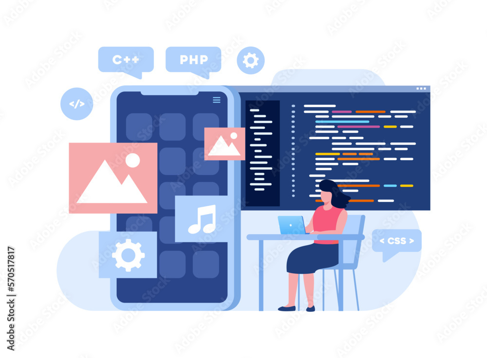 Vetor de Web development. programming languages. css, html, it, ui ...