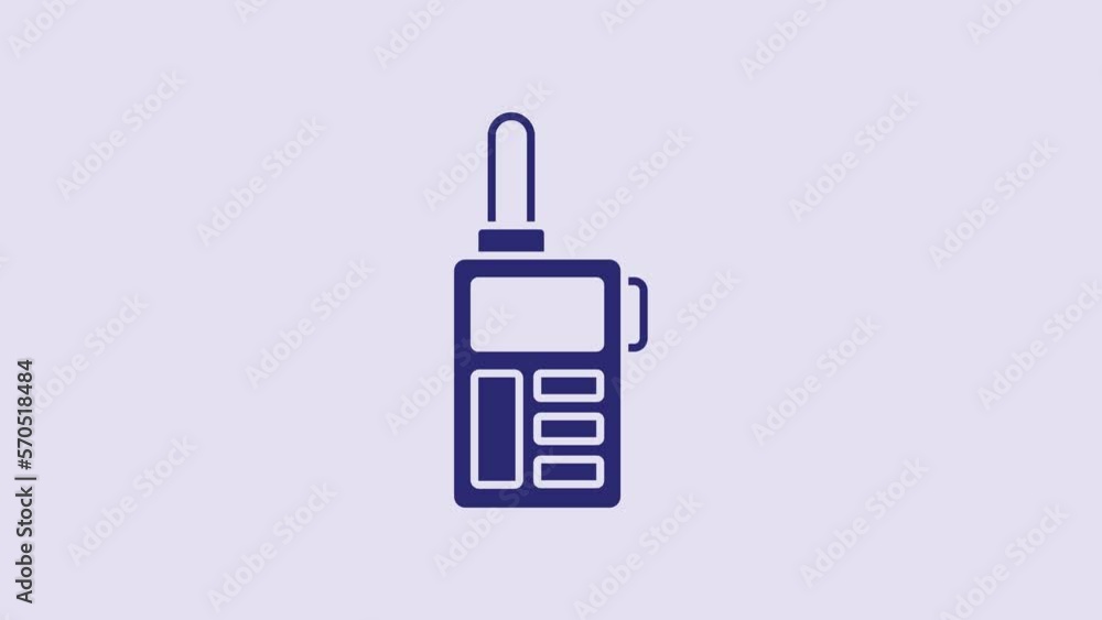 Blue Walkie talkie icon isolated on purple background. Portable radio transmitter icon. Radio transceiver sign. 4K Video motion graphic animation Blue Walkie talkie icon isolated on purple background. Portable radio transmitter icon. Radio transceiver sign. 4K Video motion graphic animation