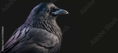 Crows bird on black background  generative ai