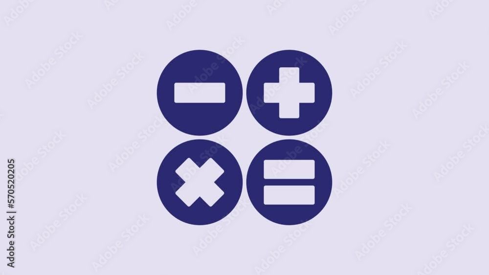 Blue Calculator icon isolated on purple background. Accounting symbol. Business calculations mathematics education and finance. 4K Video motion graphic animation Blue Calculator icon isolated on purple background. Accounting symbol. Business calculations mathematics education and finance. 4K Video motion graphic animation