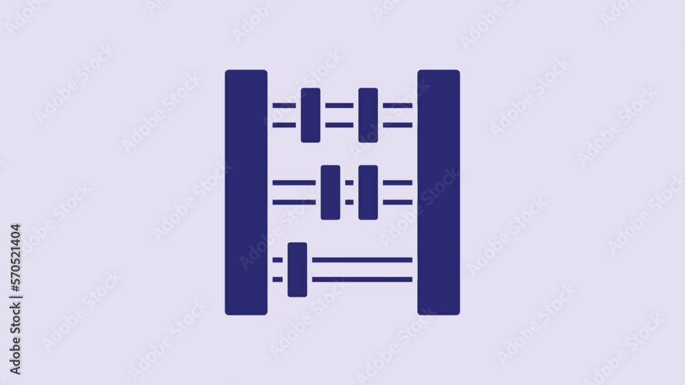 Blue Abacus icon isolated on purple background. Traditional counting frame. Education sign. Mathematics school. 4K Video motion graphic animation Blue Abacus icon isolated on purple background. Traditional counting frame. Education sign. Mathematics school. 4K Video motion graphic animation