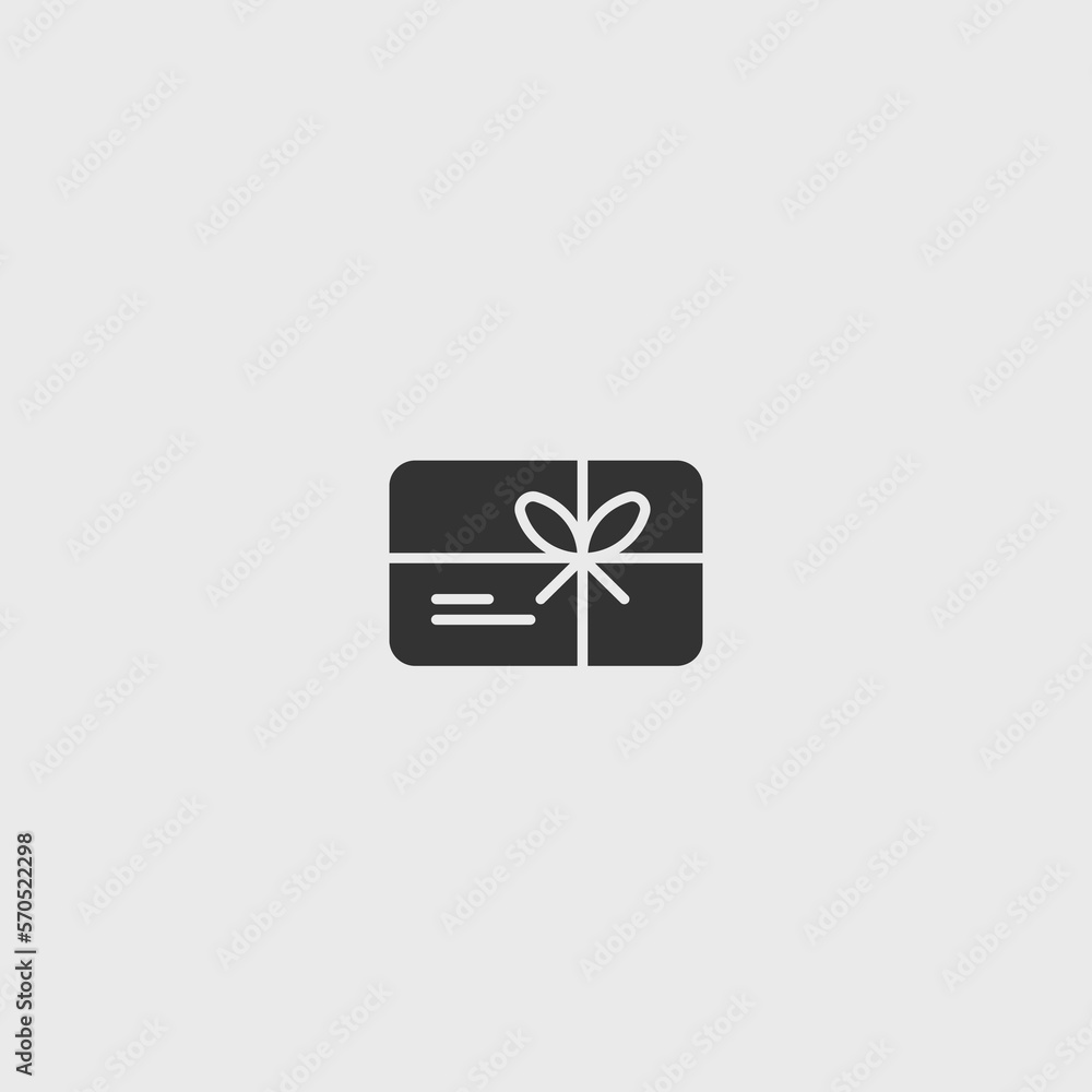 Gift card solid art vector icon isolated on white background.  filled symbol in a simple flat trendy modern style for your website design, logo, and mobile app