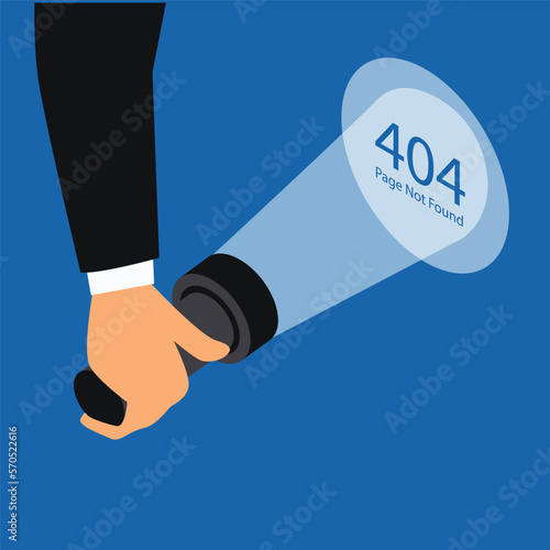 Flashlight shine on error 404 3d isometric vector illustration concept for banner, website, landing page, ads, flyer template
