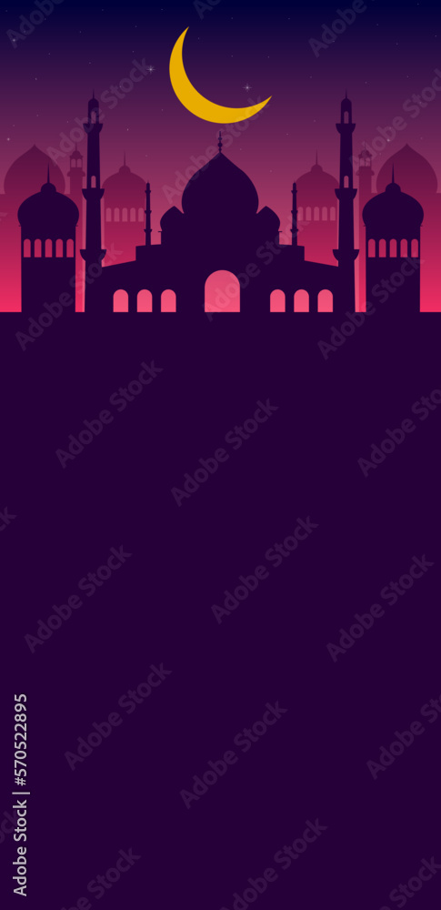 islamic silhouette mosque background vector desin