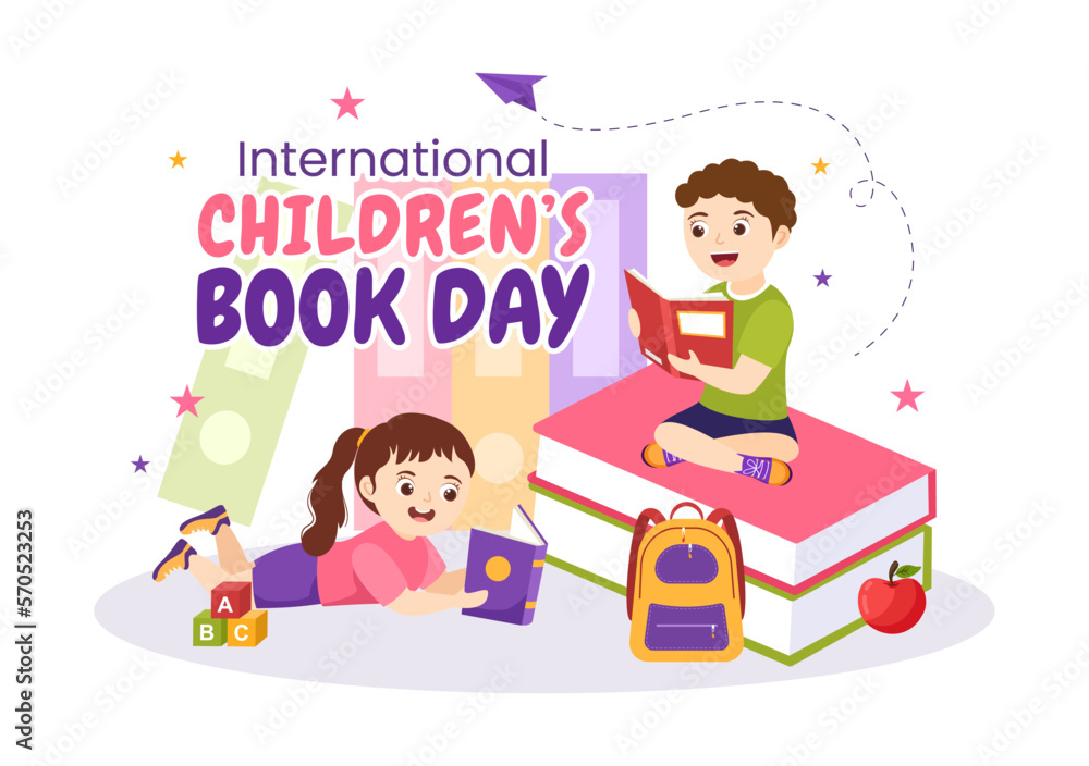 International Children's Book Day on April 2 Illustration with Kids Reading or Writing Books in Flat Cartoon Hand Drawn for Landing Page Templates International Children's Book Day on April 2 Illustration with Kids Reading or Writing Books in Flat Cartoon Hand Drawn for Landing Page Templates
