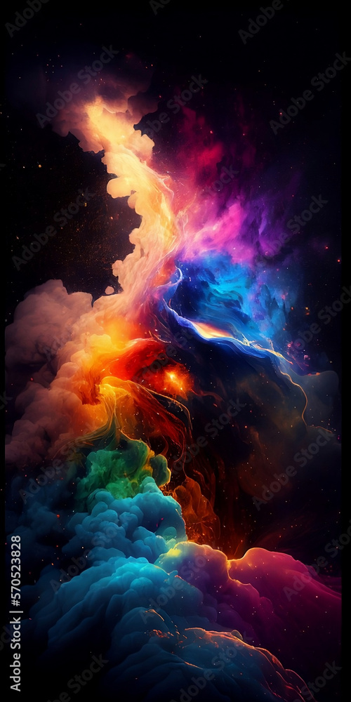 The Contrast between Clouds and Rainbow - iOS and Android background - Space illustration - generative AI