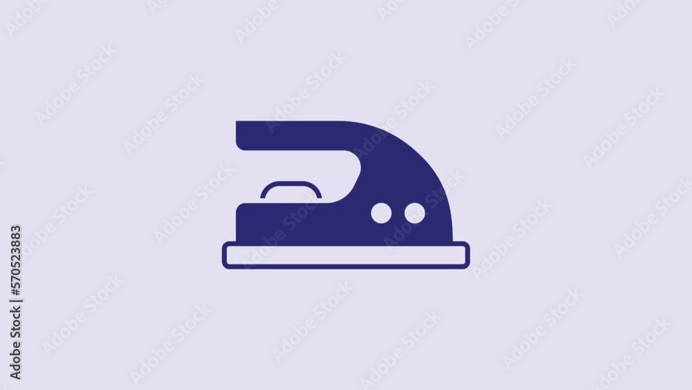 Blue Electric iron icon isolated on purple background. Steam iron. 4K Video motion graphic animation Blue Electric iron icon isolated on purple background. Steam iron. 4K Video motion graphic animation