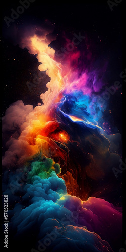 The Contrast between Clouds and Rainbow - iOS and Android background - Space illustration - generative AI