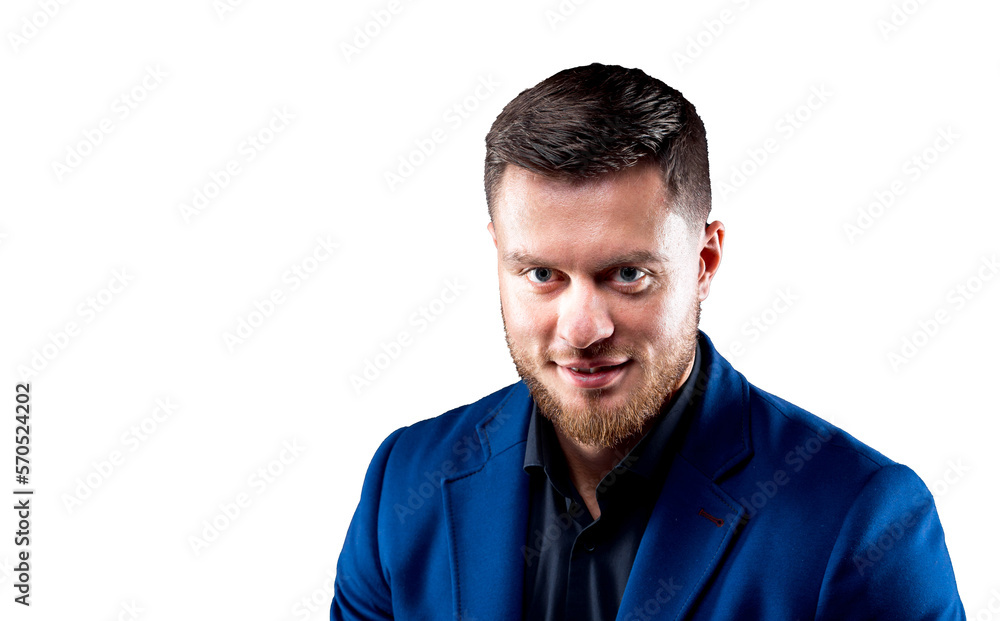 Attractive young guy posing in studio. Portrait of a handsome man with light beard and nice face. Confident look to the camera. Horizontal portrait Attractive young guy posing in studio. Portrait of a handsome man with light beard and nice face. Confident look to the camera. Horizontal portrait