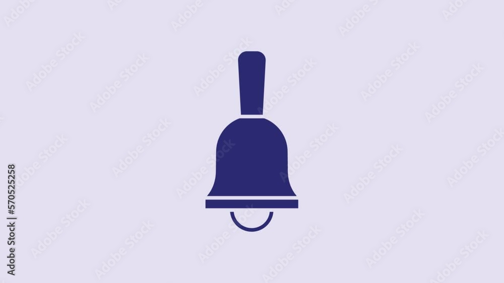 Blue Ringing bell icon isolated on purple background. Alarm symbol, service bell, handbell sign, notification symbol. 4K Video motion graphic animation Blue Ringing bell icon isolated on purple background. Alarm symbol, service bell, handbell sign, notification symbol. 4K Video motion graphic animation