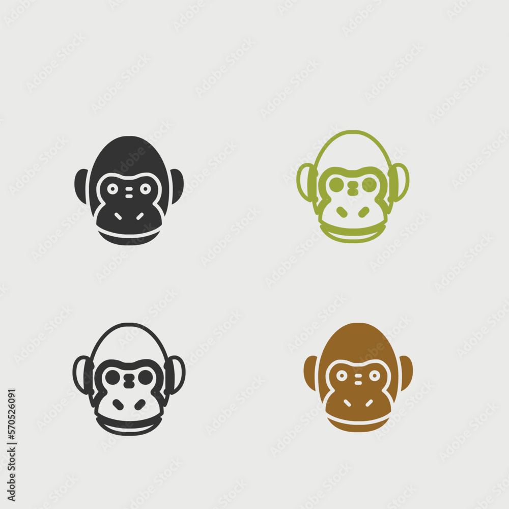 Monkey solid art vector icon isolated on white background. filled symbol in a simple flat trendy modern style for your website design, logo, and mobile app Monkey solid art vector icon isolated on white background. filled symbol in a simple flat trendy modern style for your website design, logo, and mobile app